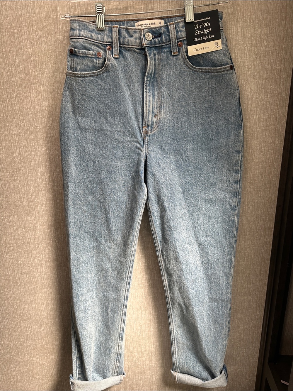Abercrombie & Fitch Light Blue '90s Straight Ultra High Rise Jeans